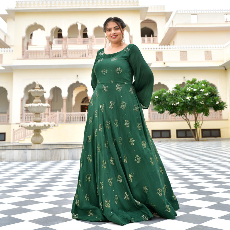 Viridian Green Chinon Cocktail Dress