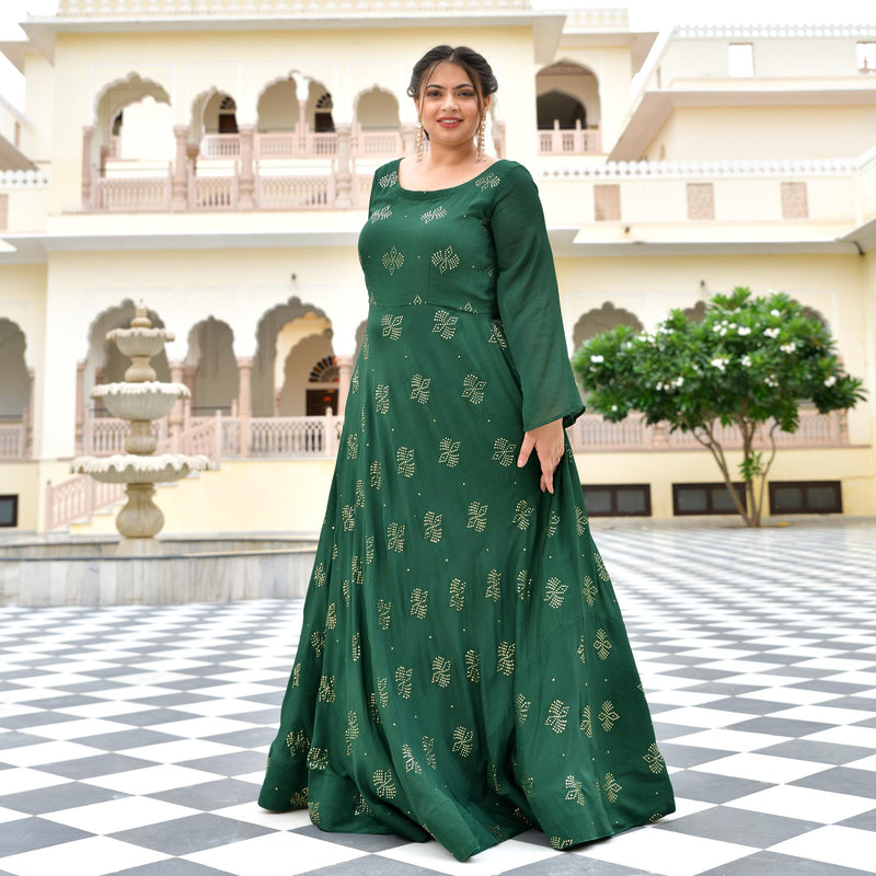 Viridian Green Chinon Cocktail Dress