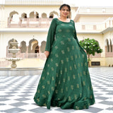 Viridian Green Chinon Cocktail Dress