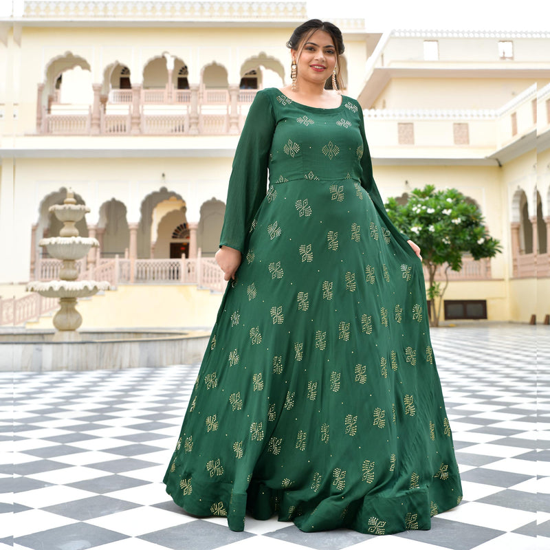 Viridian Green Chinon Cocktail Dress