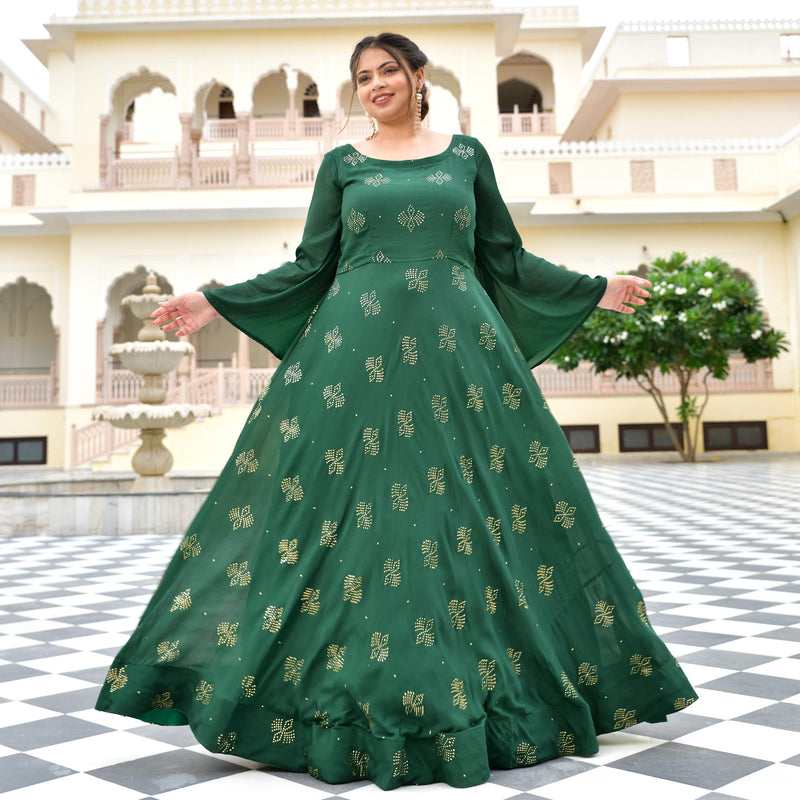 Viridian Green Chinon Cocktail Dress