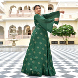 Viridian Green Chinon Cocktail Dress