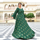 Viridian Green Chinon Cocktail Dress