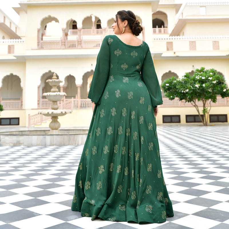 Viridian Green Chinon Cocktail Dress