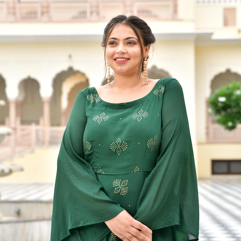 Viridian Green Chinon Cocktail Dress