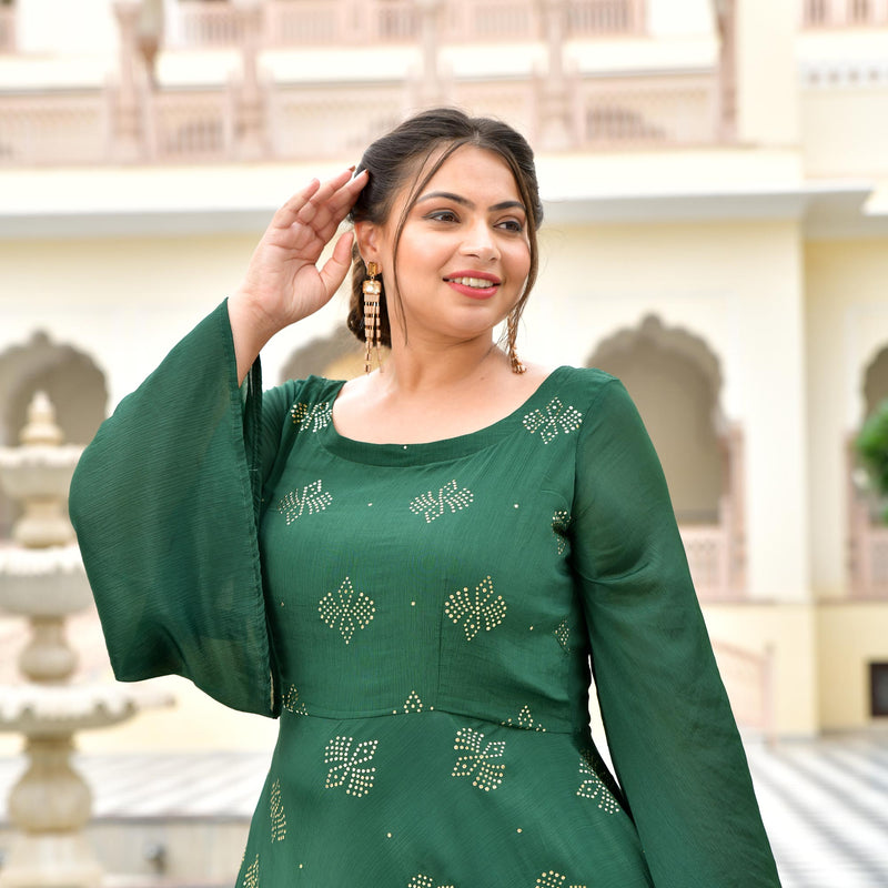 Viridian Green Chinon Cocktail Dress