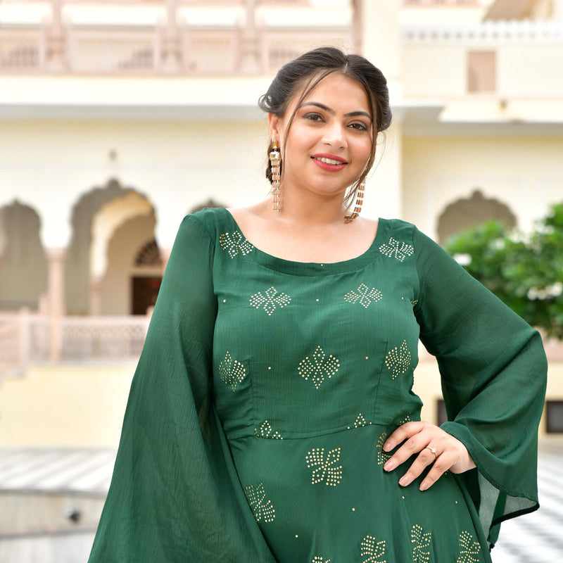 Viridian Green Chinon Cocktail Dress