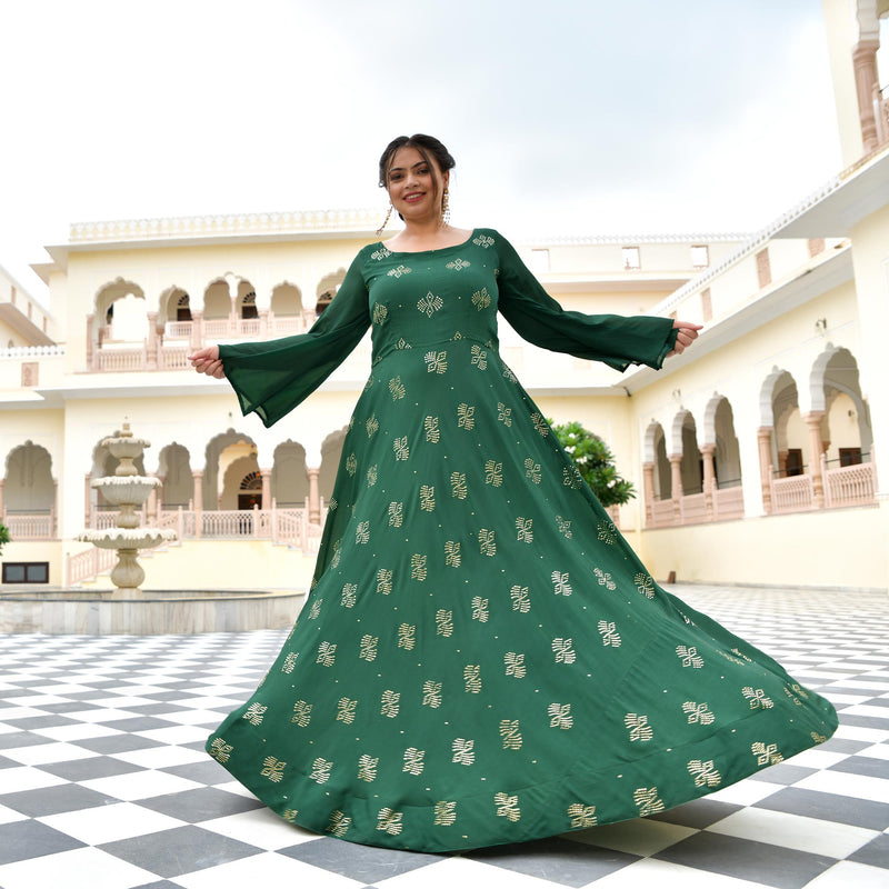 Viridian Green Chinon Cocktail Dress