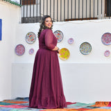 Plum Rose Mukeish Georgette Cape Set