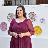 Plum Rose Mukeish Georgette Cape Set