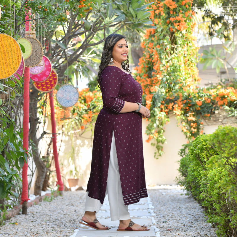 Antique Fuschia Rayon Kurta