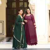 Wine Thread Embroidered Georgette Anarkali Dress