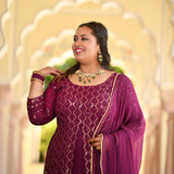 Wine Thread Embroidered Georgette Anarkali Dress
