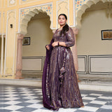 Purple & Dazzle Sequin Embroidered Pure Georgette Lehenga Set