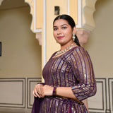 Purple & Dazzle Sequin Embroidered Pure Georgette Lehenga Set