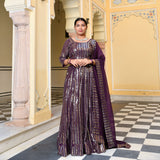 Purple & Dazzle Sequin Embroidered Pure Georgette Lehenga Set