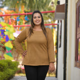 Woollen Dark Beige Stretchable Knitted Top