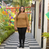 Woollen Dark Beige Stretchable Knitted Top