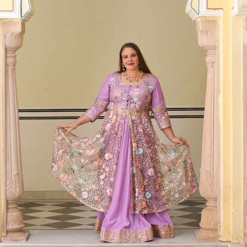 Secrets Of Lavender Floral Net Cape Set