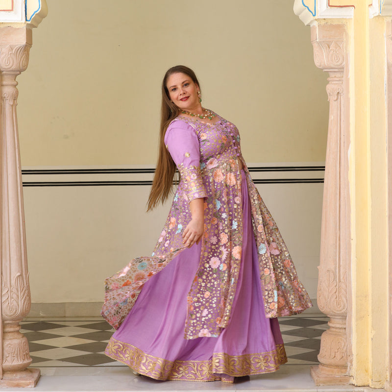 Secrets Of Lavender Floral Net Cape Set