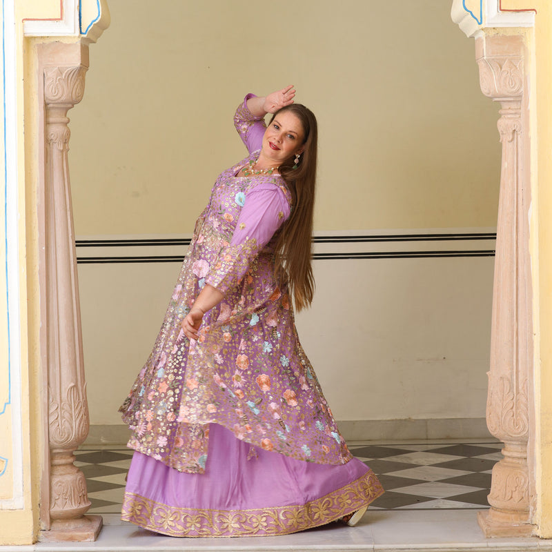 Secrets Of Lavender Floral Net Cape Set