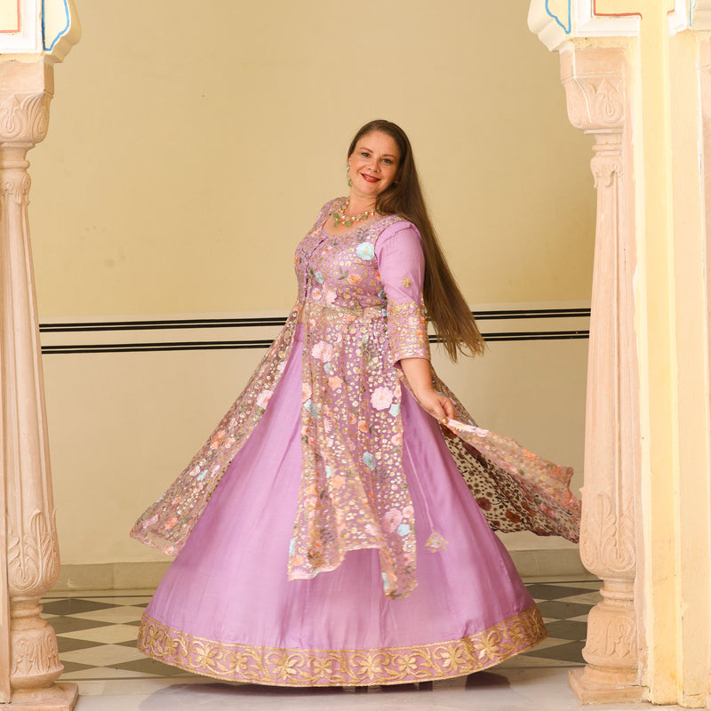 Secrets Of Lavender Floral Net Cape Set