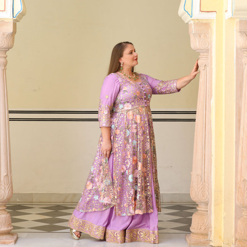 Secrets Of Lavender Floral Net Cape Set