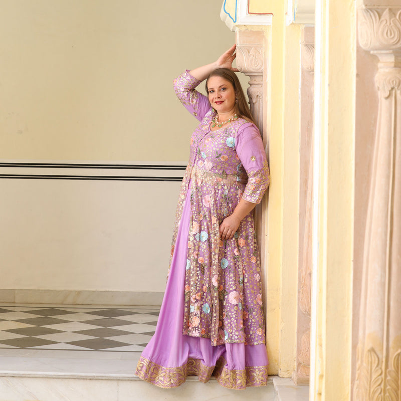 Secrets Of Lavender Floral Net Cape Set