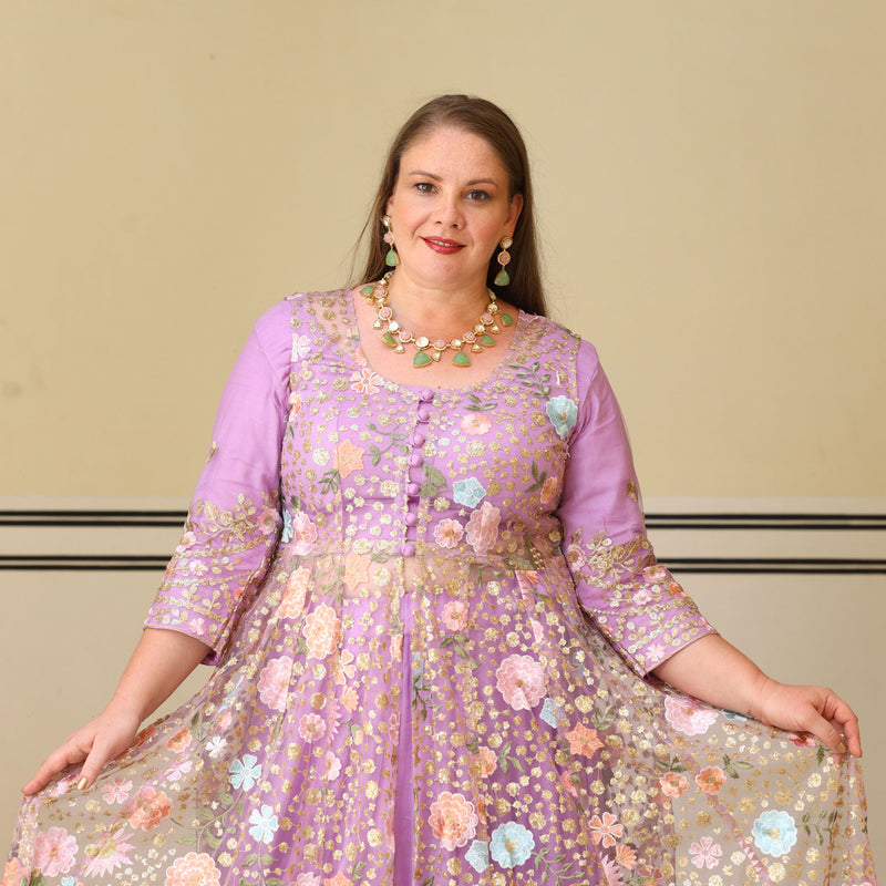 Secrets Of Lavender Floral Net Cape Set