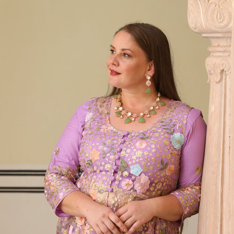Secrets Of Lavender Floral Net Cape Set