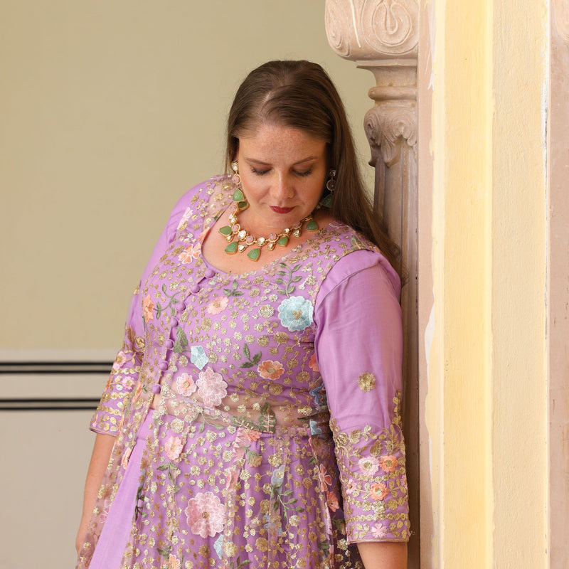 Secrets Of Lavender Floral Net Cape Set
