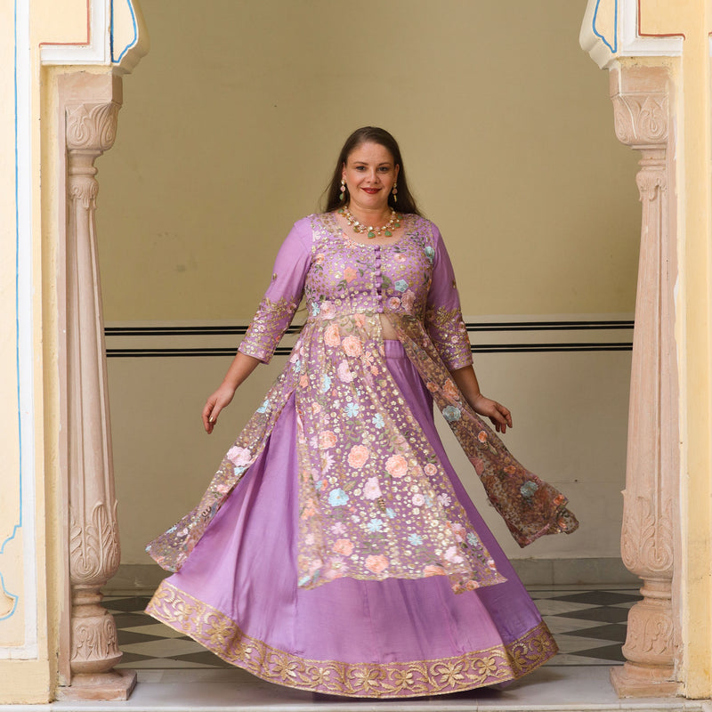 Secrets Of Lavender Floral Net Cape Set
