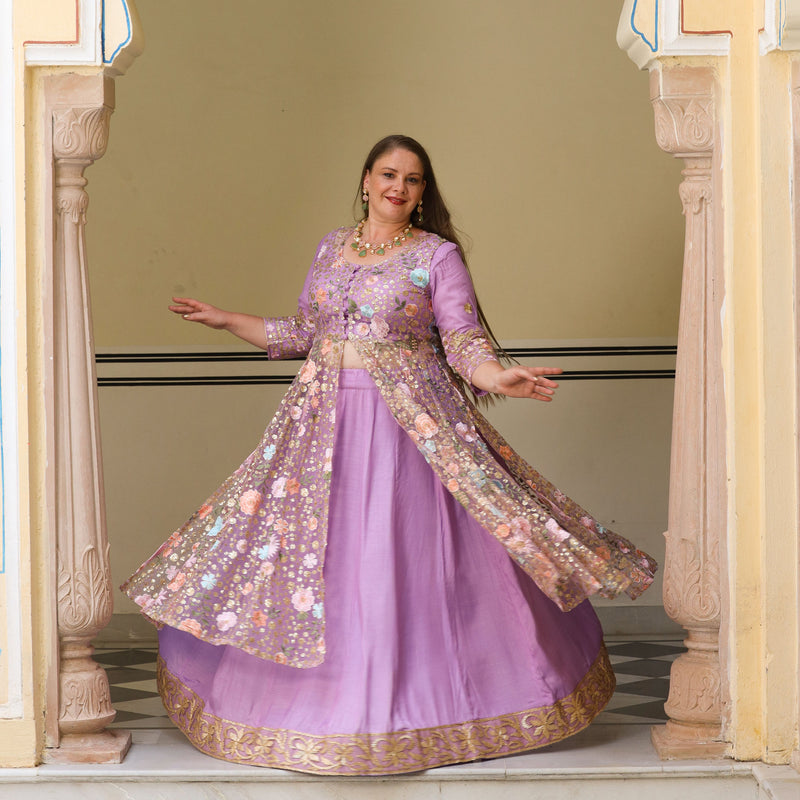Secrets Of Lavender Floral Net Cape Set