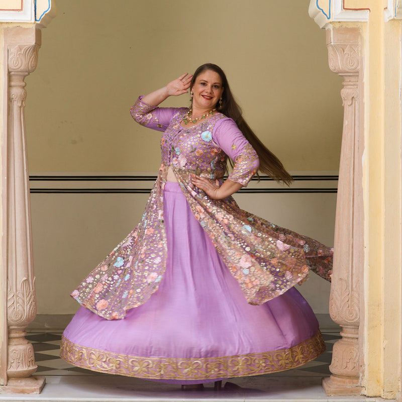 Secrets Of Lavender Floral Net Cape Set