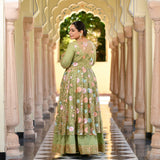 Dazzle Of Orchid Floral Net Cape Set