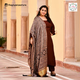 Peanut & Black Ajrakh Modal Satin Dupatta with Lagdi Patta